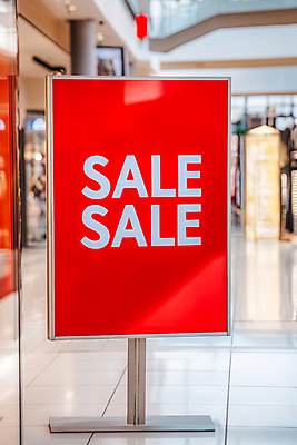 JPG 편집이미지 간판 사람없음 빨간색 세일 팻말 쇼핑몰 백화점 편집실사 AI포토 AI콘텐츠 컬러 프레임 상점 CG 파일형식