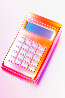 JPG 편집이미지 비즈니스 사람없음 빛 컬러풀 계산기 네온 광택 홀로그램 편집3D AI컴퓨터그래픽 AI콘텐츠 컬러 문구용품 3D 장비 파일형식