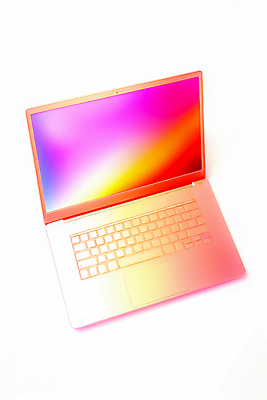 JPG 편집이미지 비즈니스 사람없음 노트북 빛 컬러풀 디지털 스크린 키보드 네온 광택 홀로그램 편집3D AI컴퓨터그래픽 AI콘텐츠 컬러 전자제품 3D 파일형식