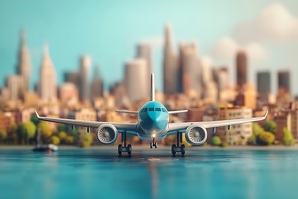 JPG 편집이미지 행복 여행 비행기 사람없음 아웃포커스 3D 도시 즐거움 이륙 설레임 빌딩숲 비행기모형 편집3D AI컴퓨터그래픽 AI콘텐츠 감정 항공교통 대중교통 촬영기법 빌딩 모형 디지털합성 파일형식