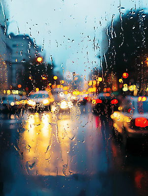 JPG 편집이미지 자동차 풍경 사람없음 건물 도시 비 보케 감성 편집실사 AI포토 AI콘텐츠 자연요소 건축물 육상교통 컨셉 날씨 CG 파일형식