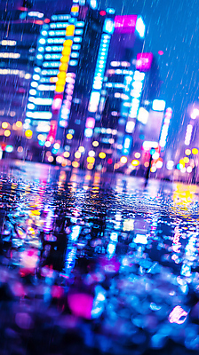 JPG 편집이미지 풍경 사람없음 건물 보라색 도시 비 보케 감성 편집실사 AI포토 AI콘텐츠 자연요소 건축물 컬러 컨셉 날씨 CG 파일형식