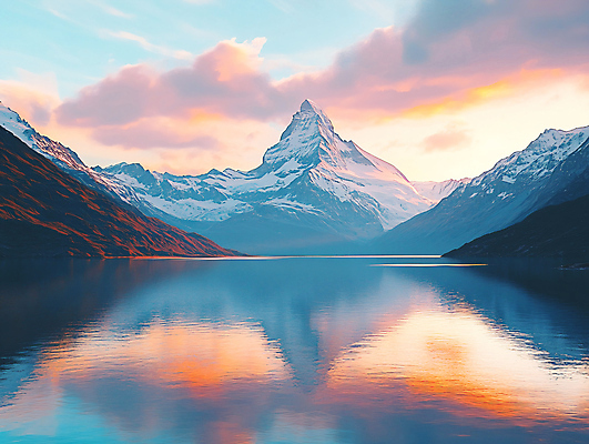 JPG 구름 편집이미지 호수 자연 하늘 풍경 사람없음 햇빛 반사 설산 산맥 편집실사 AI포토 AI콘텐츠 자연요소 산 태양 CG 생태계 파일형식