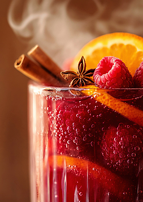 JPG 편집이미지 겨울 오렌지 잔 건강 사람없음 차 수증기 감기 디지털합성 슬라이스 산딸기 솔잎 시나몬 뱅쇼 편집실사 AI포토 AI콘텐츠 식기 계절 음료 잎 과일 와인 질병 CG 파일형식