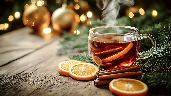 JPG 편집이미지 겨울 오렌지 잔 건강 사람없음 차 수증기 감기 디지털합성 슬라이스 보케 솔잎 시나몬 오너먼트 뱅쇼 편집실사 AI포토 AI콘텐츠 식기 계절 음료 잎 크리스마스장식 과일 와인 질병 CG 파일형식