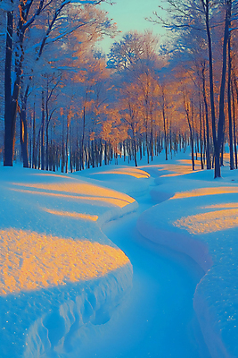 JPG 나무 편집이미지 길 설경 겨울 아침 그림자 사람없음 파란색 햇빛 눈 숲 쌓인눈 편집실사 AI포토 AI콘텐츠 주간 자연요소 식물 계절 컬러 날씨 풍경 태양 CG 파일형식