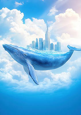 PSD 구름 편집이미지 섬 하늘 풍경 사람없음 건물 파란색 햇빛 도시 고래 이미지편집 자연요소 건축물 컬러 포유류 태양 수중동물 파일형식