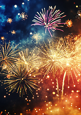 JPG 편집이미지 새해 폭죽 사람없음 컬러풀 파티 보케 연말 편집실사 AI포토 AI콘텐츠 컬러 이벤트 CG 파일형식