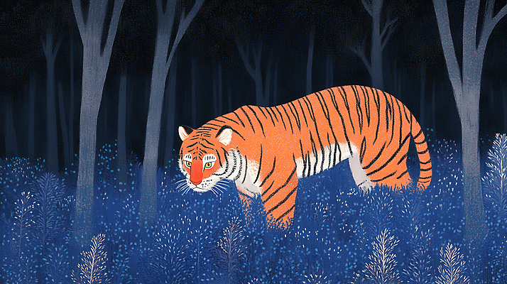 JPG 나무 일러스트 사람없음 풀 호랑이 숲 백두산 국내일러스트 AI일러스트 AI콘텐츠 식물 포유류 산 파일형식