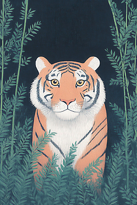 JPG 일러스트 사람없음 풀 호랑이 백두산 국내일러스트 AI일러스트 AI콘텐츠 식물 포유류 산 파일형식