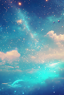 JPG 구름 편집이미지 밤하늘 사람없음 우주 꿈 신비 민트색 몽환 이미지편집 편집실사 AI컴퓨터그래픽 AI콘텐츠 자연요소 컬러 컨셉 하늘 야간 CG 파일형식