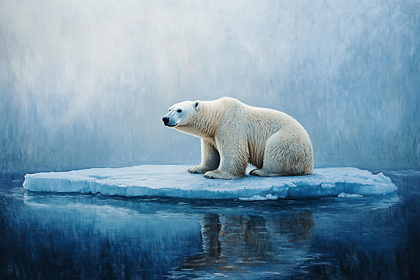 JPG 편집이미지 바다 하늘 사람없음 파란색 반사 북극곰 빙하 지구온난화 기후변화 위기 편집실사 AI포토 AI콘텐츠 녹이기 컬러 곰 모션 날씨 변화 CG 파일형식