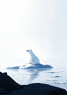 JPG 편집이미지 바다 하늘 사람없음 파란색 북극곰 빙하 지구온난화 기후변화 위기 편집실사 AI포토 AI콘텐츠 녹이기 컬러 곰 모션 날씨 변화 CG 파일형식