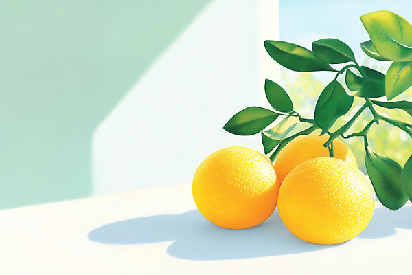 JPG 하늘색 잎 일러스트 그림자 사람없음 유자 국내일러스트 AI일러스트 AI콘텐츠 식물 과일 파란색 파일형식