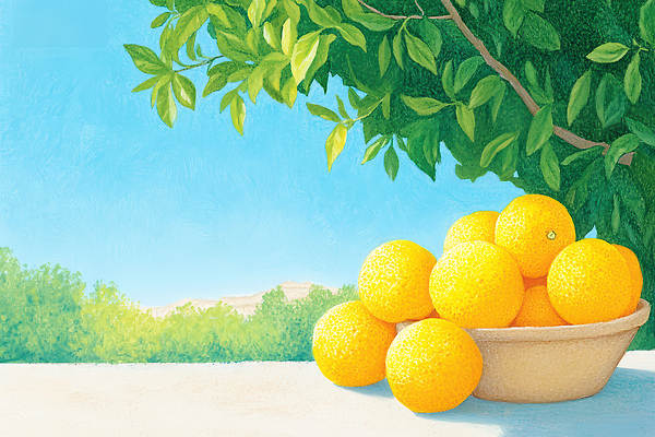 JPG 나무 무료이미지 하늘색 일러스트 하늘 그림자 사람없음 바구니 담기 유자 국내일러스트 AI일러스트 AI콘텐츠 식물 과일 모션 파란색 파일형식