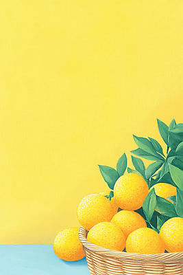 JPG 잎 일러스트 사람없음 노란색 바구니 담기 유자 국내일러스트 AI일러스트 AI콘텐츠 식물 컬러 과일 모션 파일형식