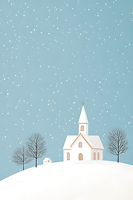 JPG 나무 하늘색 십자가 겨울 일러스트 사람없음 교회 설원 눈 국내일러스트 AI일러스트 AI콘텐츠 자연요소 식물 계절 종교건축 날씨 눈_날씨 건물 파란색 파일형식