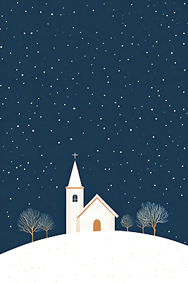 JPG 나무 십자가 겨울 일러스트 사람없음 교회 설원 눈 남색 국내일러스트 AI일러스트 AI콘텐츠 자연요소 식물 계절 컬러 종교건축 날씨 눈_날씨 건물 파일형식