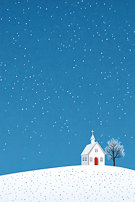 JPG 나무 십자가 겨울 일러스트 사람없음 파란색 교회 설원 눈 국내일러스트 AI일러스트 AI콘텐츠 자연요소 식물 계절 컬러 종교건축 날씨 눈_날씨 건물 파일형식