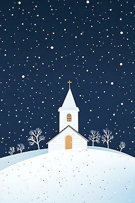 JPG 나무 십자가 겨울 일러스트 사람없음 교회 설원 눈 남색 국내일러스트 AI일러스트 AI콘텐츠 자연요소 식물 계절 컬러 종교건축 날씨 눈_날씨 건물 파일형식