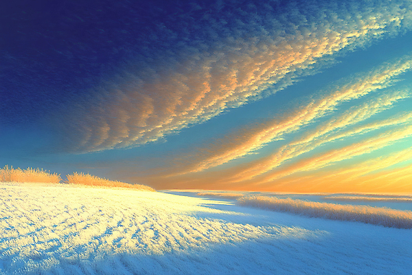 JPG 구름 겨울 일러스트 자연 하늘 초원 사람없음 노을 설원 풀 국내일러스트 AI일러스트 AI콘텐츠 자연요소 식물 계절 눈_날씨 생태계 파일형식