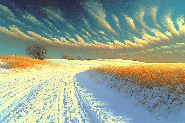 JPG 나무 구름 겨울 일러스트 자연 하늘 초원 사람없음 노을 설원 풀 눈길 국내일러스트 AI일러스트 AI콘텐츠 자연요소 식물 계절 길 눈_날씨 생태계 파일형식