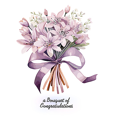 리본 꽃다발 잎 일러스트 사람없음 보라색 축하 국내일러스트 AI파일 식물 꽃 컬러 컨셉 파일형식 벡터