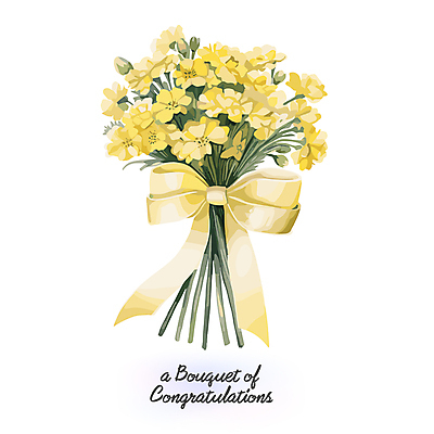 리본 꽃다발 잎 일러스트 사람없음 노란색 축하 국내일러스트 AI파일 식물 꽃 컬러 컨셉 파일형식 벡터
