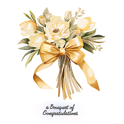 리본 꽃다발 잎 일러스트 사람없음 노란색 축하 국내일러스트 AI파일 식물 꽃 컬러 컨셉 파일형식 벡터