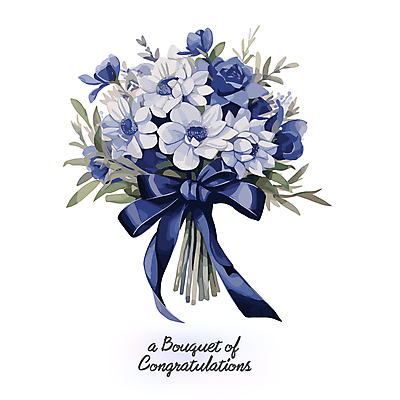 리본 꽃다발 잎 일러스트 사람없음 파란색 축하 국내일러스트 AI파일 식물 꽃 컬러 컨셉 파일형식 벡터