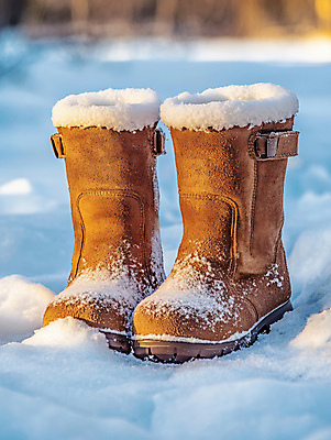 JPG 편집이미지 패션 겨울 부츠 사람없음 설원 눈 디지털합성 방한용품 눈덮임 편집실사 AI포토 AI콘텐츠 자연요소 계절 신발 컨셉 날씨 눈_날씨 CG 오브젝트 파일형식