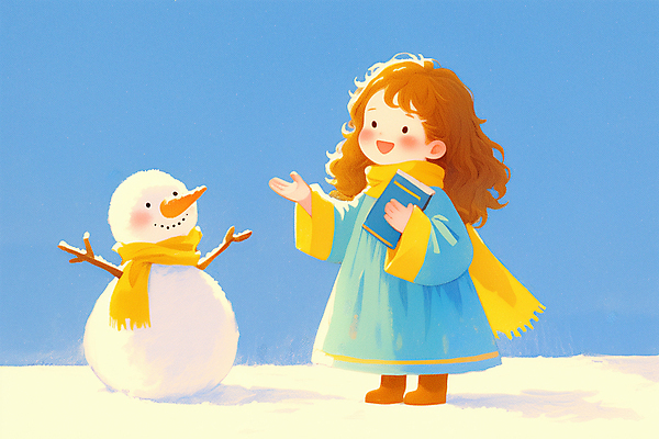 JPG 전신 여자 기독교 어린이 겨울 일러스트 눈사람 한명 들기 소녀 파란색 설원 목도리 성경 눈 손뻗기 소녀한명만 국내일러스트 AI일러스트 AI콘텐츠 자연요소 1 잡화 계절 종교 컬러 종교용품 모션 날씨 눈_날씨 사람 여자한명만 소녀만 파일형식