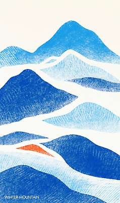 PSD 설경 겨울 일러스트 자연 사람없음 파란색 스케치 만년설 설산 산맥 국내일러스트 계절 컬러 산 미술 풍경 생태계 파일형식