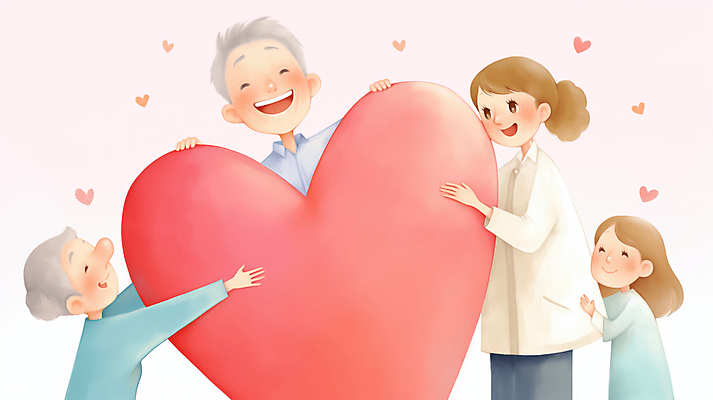 JPG 여자 할아버지 노년 남자 행복 할머니 어린이 분홍색 일러스트 가족 손녀 미소 소녀 소년 여러명 상반신 성인 하트 잡기 조부모 국내일러스트 AI일러스트 AI콘텐츠 모양 감정 컬러 다수 관계 모션 표정 사람 손주 파일형식
