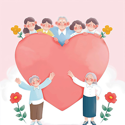 JPG 여자 할아버지 노년 남자 꽃 행복 할머니 분홍색 일러스트 가족 청소년 손자 손녀 미소 들기 여러명 성인 하트 조부모 국내일러스트 AI일러스트 AI콘텐츠 모양 식물 감정 컬러 다수 관계 모션 표정 사람 손주 파일형식