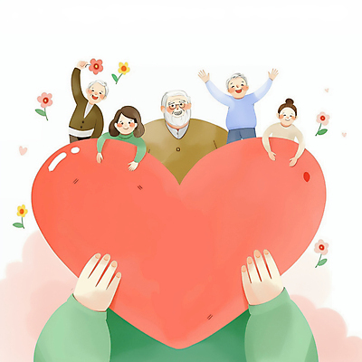 JPG 여자 할아버지 노년 남자 꽃 행복 안경 할머니 분홍색 일러스트 사랑 미소 들기 여러명 상반신 성인 만세 하트 국내일러스트 AI일러스트 AI콘텐츠 모양 식물 잡화 감정 컬러 다수 모션 표정 사람 파일형식