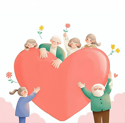 JPG 여자 노년 남자 꽃 행복 분홍색 일러스트 청소년 사랑 미소 들기 여러명 상반신 성인 하트 국내일러스트 AI일러스트 AI콘텐츠 모양 식물 감정 컬러 다수 모션 표정 사람 파일형식