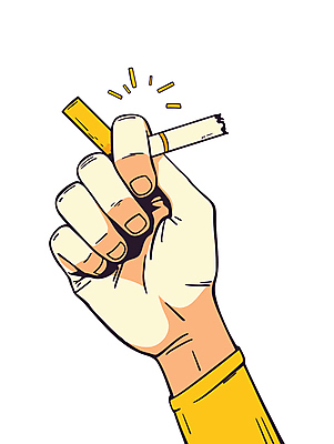 손 일러스트 담배 신체부위 노란색 손상 금연 국내일러스트 AI파일 캠페인 컬러 컨셉 사람 사회이슈 파일형식 벡터