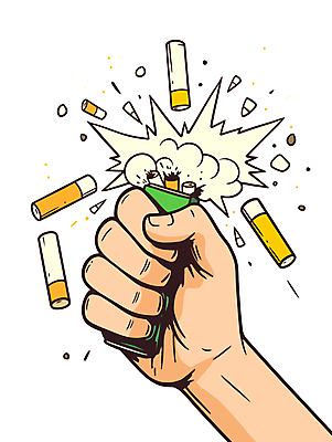 손 일러스트 담배 신체부위 노란색 손상 폭발 가루 금연 담배갑 국내일러스트 AI파일 캠페인 컬러 컨셉 사람 사회이슈 파일형식 벡터