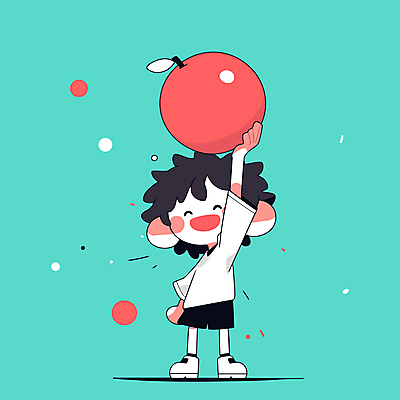 전신 남자 행복 어린이 하늘색 잎 일러스트 한명 웃음 들기 소년 사과 활기 소년한명만 국내일러스트 AI파일 식물 1 감정 컨셉 과일 모션 표정 사람 파란색 남자한명만 소년만 파일형식 벡터