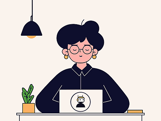 여자 화분 일러스트 전등 한명 미소 앉기 상반신 성인 노트북 업무 로봇 재택근무 프로젝트 성인여자한명만 미니멀 국내일러스트 AI파일 1 비즈니스 모션 조명 표정 사람 전자제품 작업 여자한명만 성인여자만 파일형식 벡터