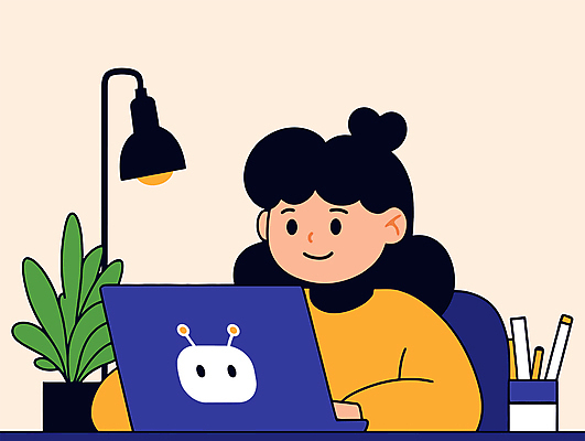 여자 화분 일러스트 전등 한명 미소 앉기 상반신 성인 노트북 노란색 업무 로봇 연필꽂이 재택근무 프로젝트 성인여자한명만 미니멀 국내일러스트 AI파일 1 컬러 비즈니스 모션 문구용품 조명 표정 사람 전자제품 작업 여자한명만 성인여자만 파일형식 벡터