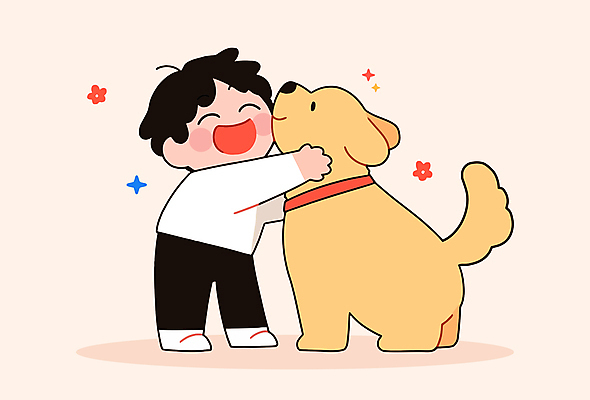 전신 남자 행복 어린이 일러스트 포옹 한명 웃음 소년 우정 하트 강아지 목줄 베이지색 소년한명만 유대감 국내일러스트 AI파일 모양 1 감정 컬러 안기 표정 사람 친구 반려동물 개 남자한명만 소년만 파일형식 벡터 반려용품