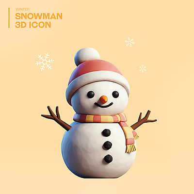 아이콘 모자_잡화 잡화 계절 기념일 컬러 크리스마스 눈_날씨 표정 3D 디지털합성 파일형식 산타모자 눈사람 겨울 눈송이 목도리 단추 노란색 PSD 사람없음 3D아이콘 미소 편집3D