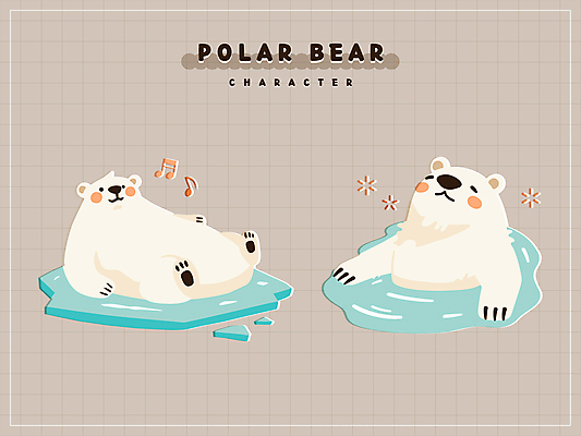 동물캐릭터 스티커 음표 일러스트 미소 사람없음 물 눕기 귀여움 눈감음 얼음 졸음 북극곰 반신욕 일러캐릭터 AI파일 자연요소 동물 캐릭터 기호 감정 음악 컨셉 곰 모션 표정 목욕 파일형식 벡터