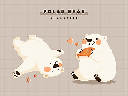 동물캐릭터 스티커 일러스트 팔벌리기 그림자 어류 미소 들기 앉기 사람없음 눕기 귀여움 하트 잠 졸음 먹기 북극곰 일러캐릭터 AI파일 모양 동물 캐릭터 감정 컨셉 곰 모션 표정 수중동물 파일형식 벡터