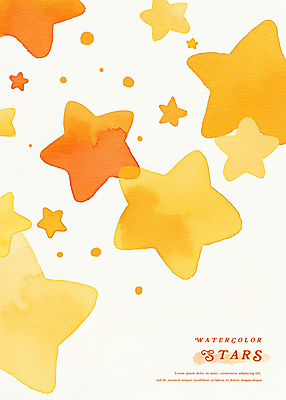 PSD 별 백그라운드 일러스트 수채화 사람없음 노란색 주황색 번짐 카피스페이스 국내일러스트 자연요소 컬러 공백 파일형식 효과