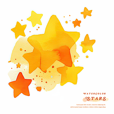 PSD 별 백그라운드 일러스트 수채화 사람없음 빛 노란색 주황색 번짐 카피스페이스 국내일러스트 자연요소 컬러 공백 파일형식 효과