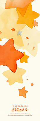 PSD 별 백그라운드 일러스트 수채화 사람없음 노란색 주황색 번짐 카피스페이스 국내일러스트 자연요소 컬러 공백 파일형식 효과