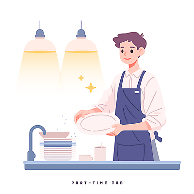 그릇 접시 남자 일러스트 조명 한명 들기 성인 반짝임 주방 앞치마 설거지 싱크대 수도꼭지 아르바이트 성인남자한명만 국내일러스트 AI파일 1 식기 가사 모션 사람 개수대 남자한명만 성인남자만 파일형식 벡터